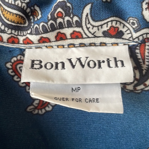 Vintage sheer blue floral printed long sleeve button down blouse by Bonworth - Picture 3 of 6